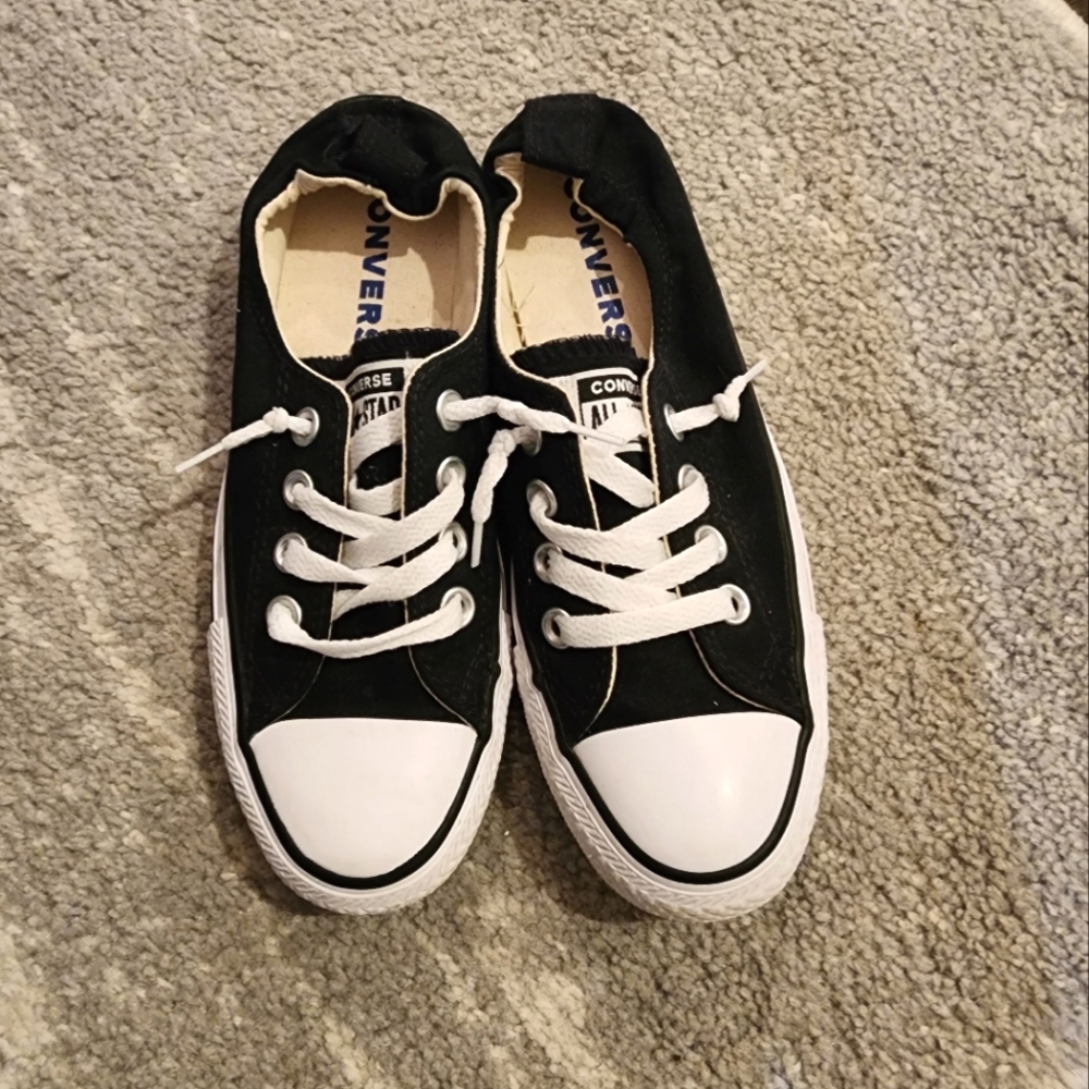 Converse size 5.5 womens. Worn once. Black and white. Look brand new.